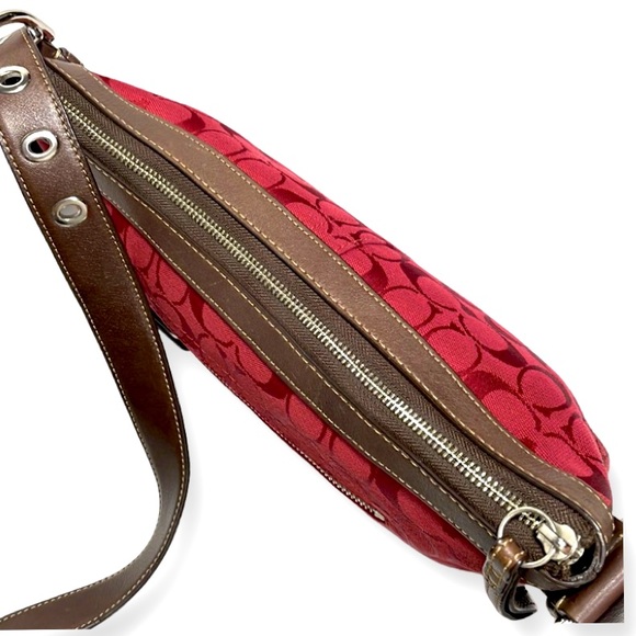 Coach Signature “C” Red Jacquard East West Crossbody/Shoulder/Handbag Exc. Cond. - Picture 5 of 16